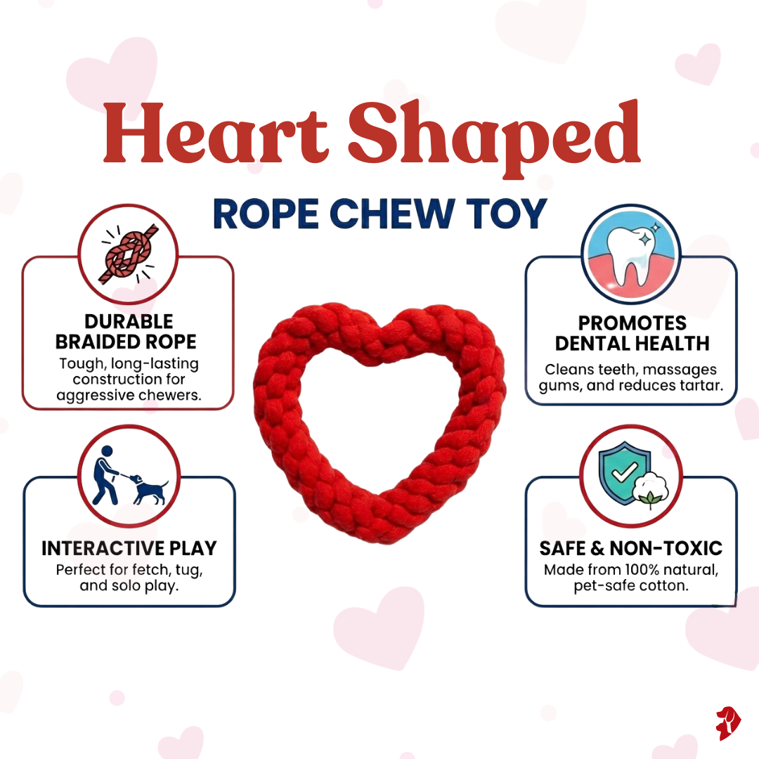 "Puppy Love" Dual-Knot Heart Rope Toy