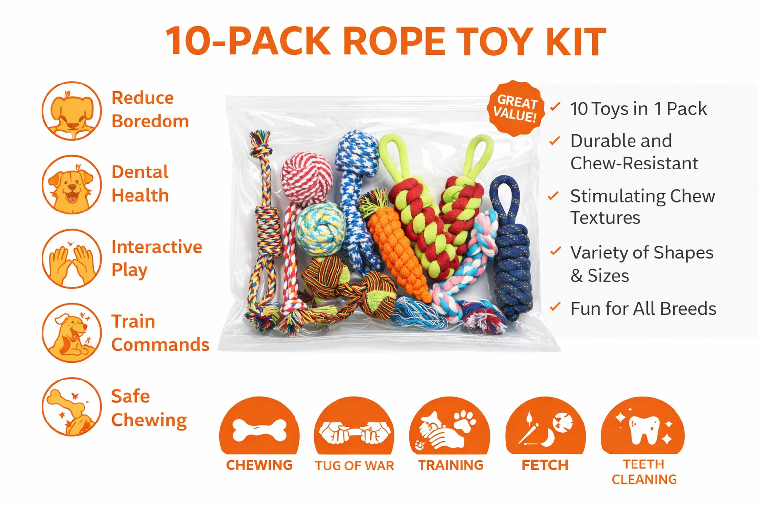 Puppy Play Essentials Chew-Rope Toy Set